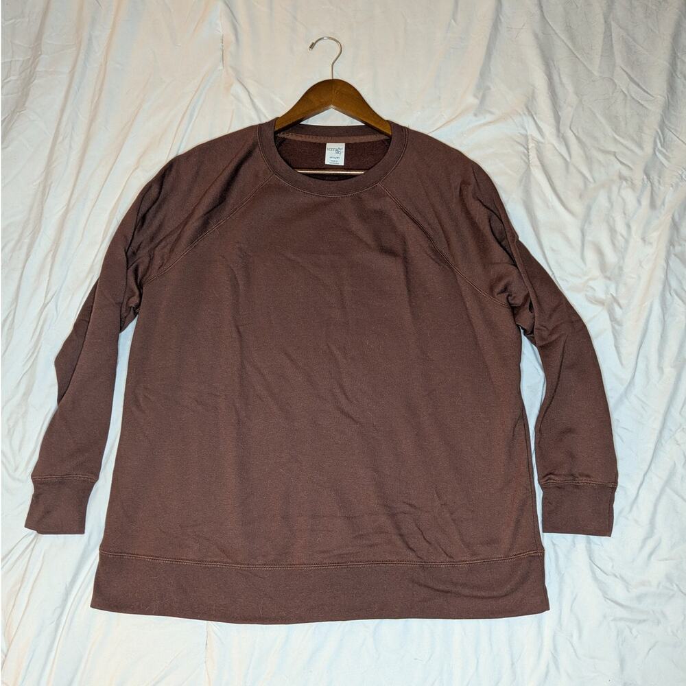 Terra & Sky Women's Plus 0X 14W Brown Raglan Crewneck Sweatshirt